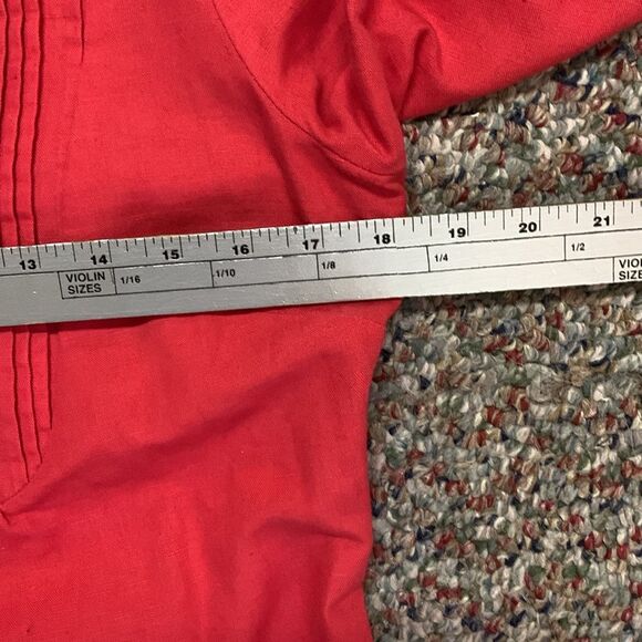 Boden Poppy Red Cotton Linen Blend Pleat Button Front 3/4 Sleeve Dress Size 4 - Picture 14 of 15